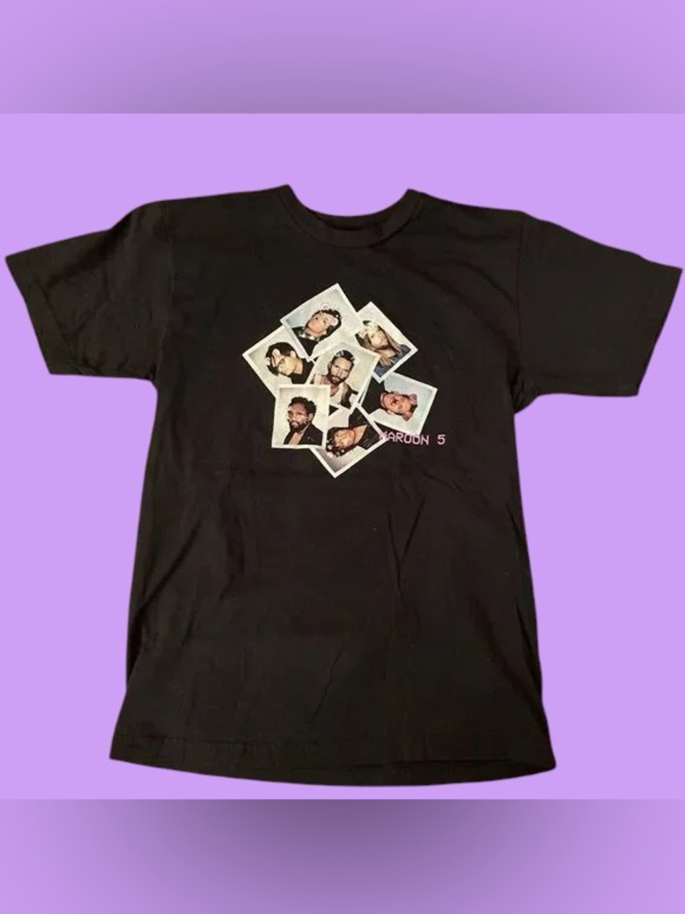🌈Black Graphic Short-Sleeve Tee with Photo-Collage Print